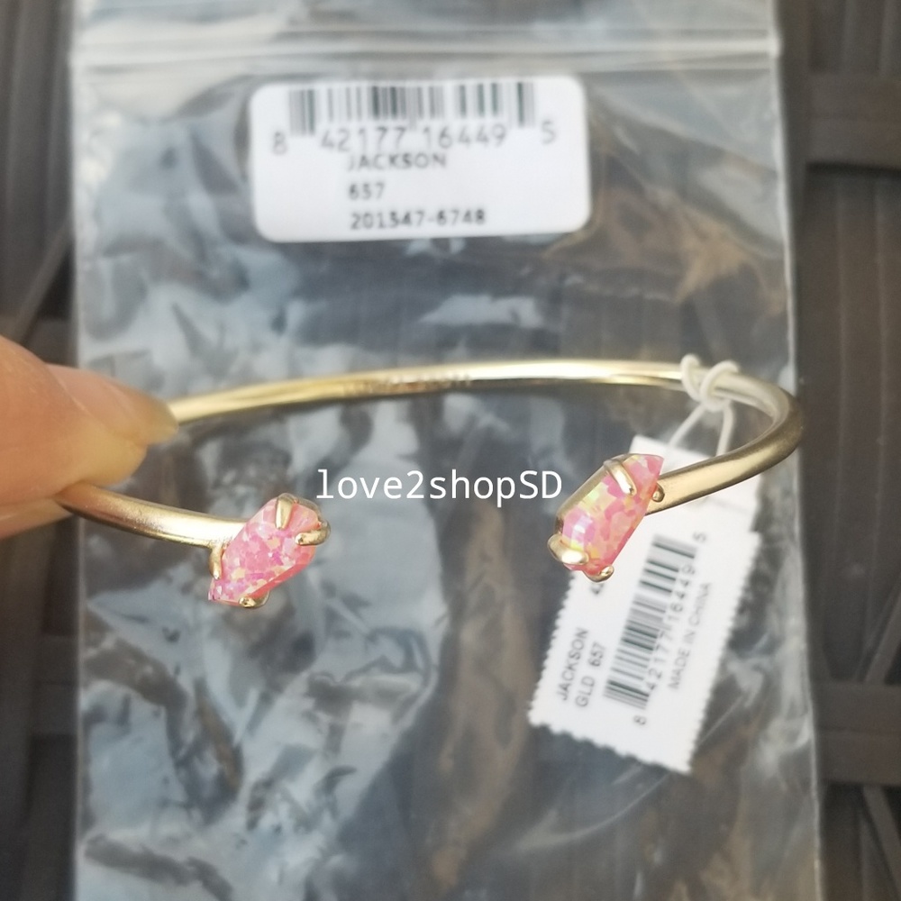 Kendra Scott Magenta Kyocera Opal Jackson gold bracelet NWT